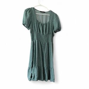 Sage Green Dress with white floral pattern